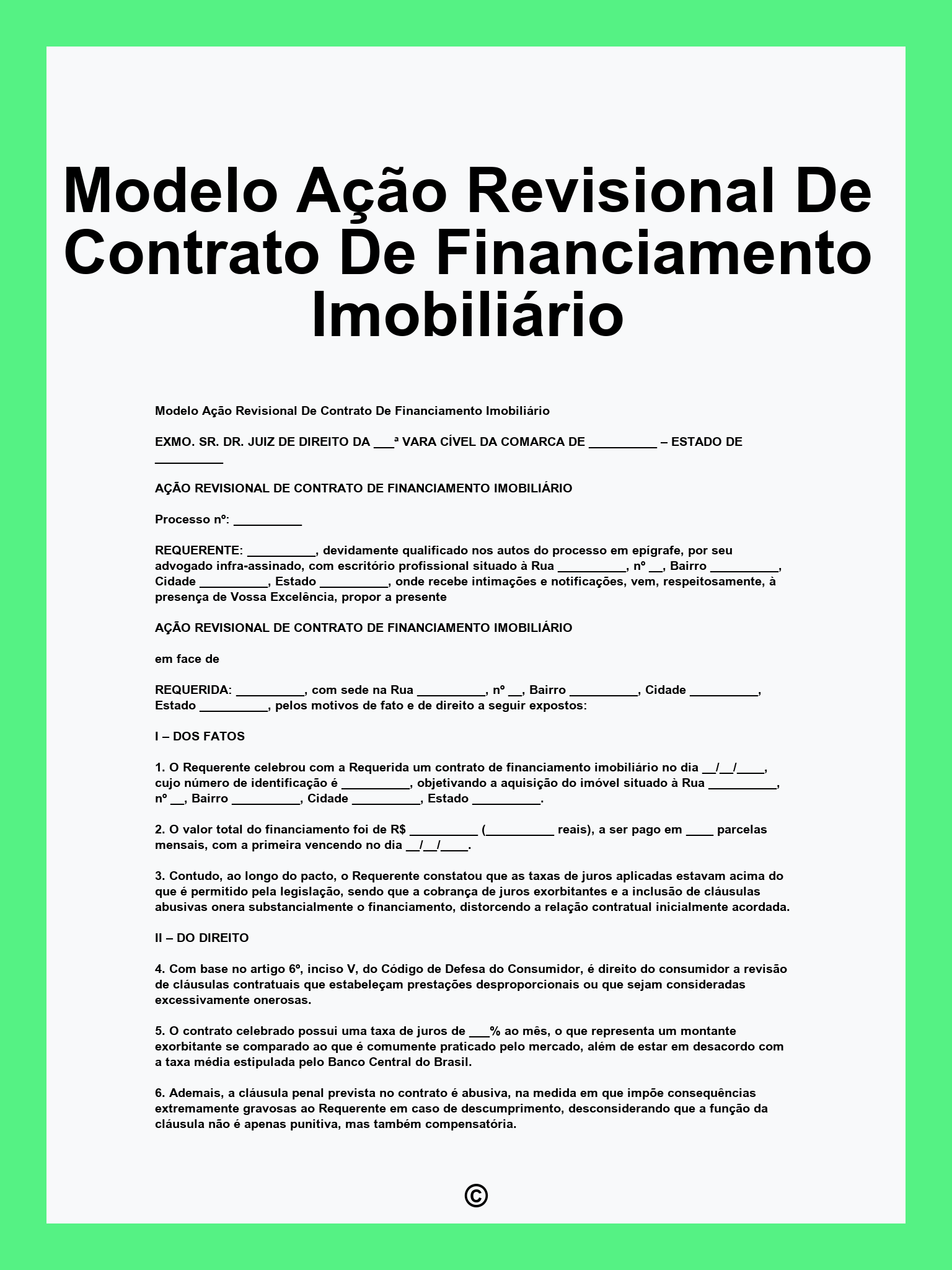 Modelo Ação Revisional De Contrato De Financiamento Imobiliário