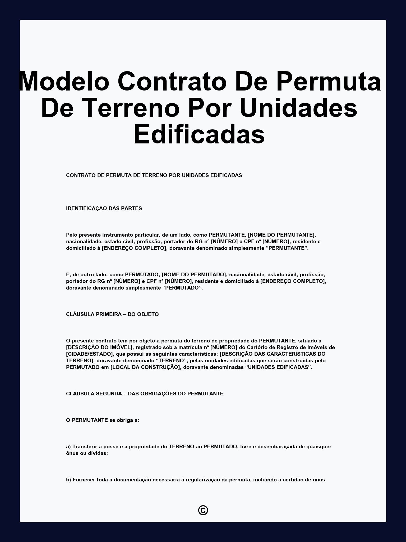 Modelo Contrato De Permuta De Terreno Por Unidades Edificadas