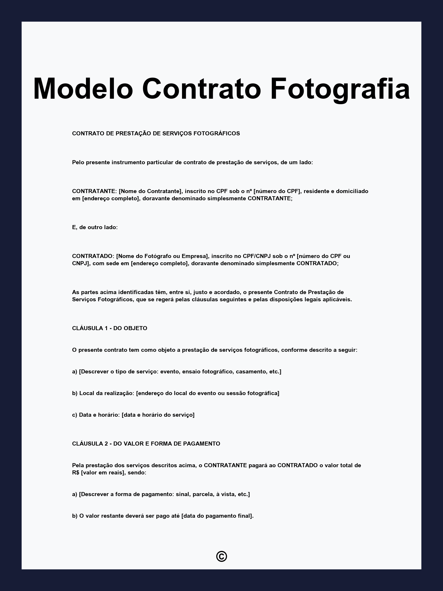 Modelo Contrato Fotografia