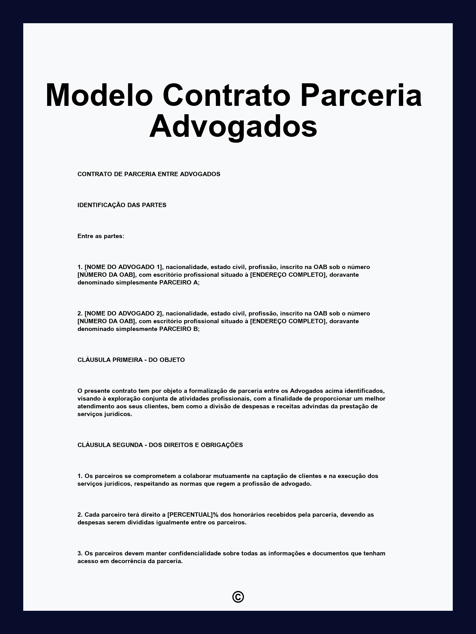 Modelo Contrato Parceria Advogados