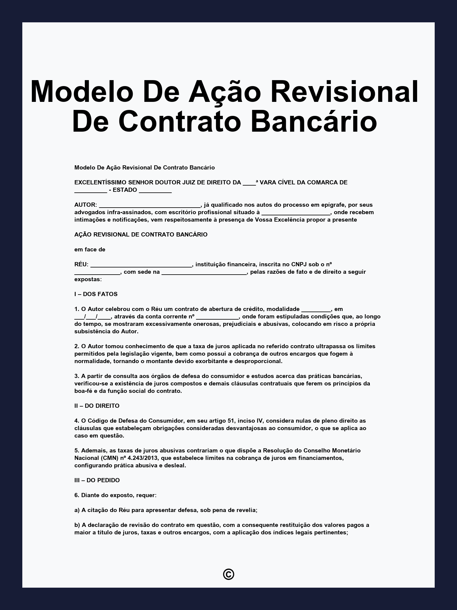 Modelo De Ação Revisional De Contrato Bancário