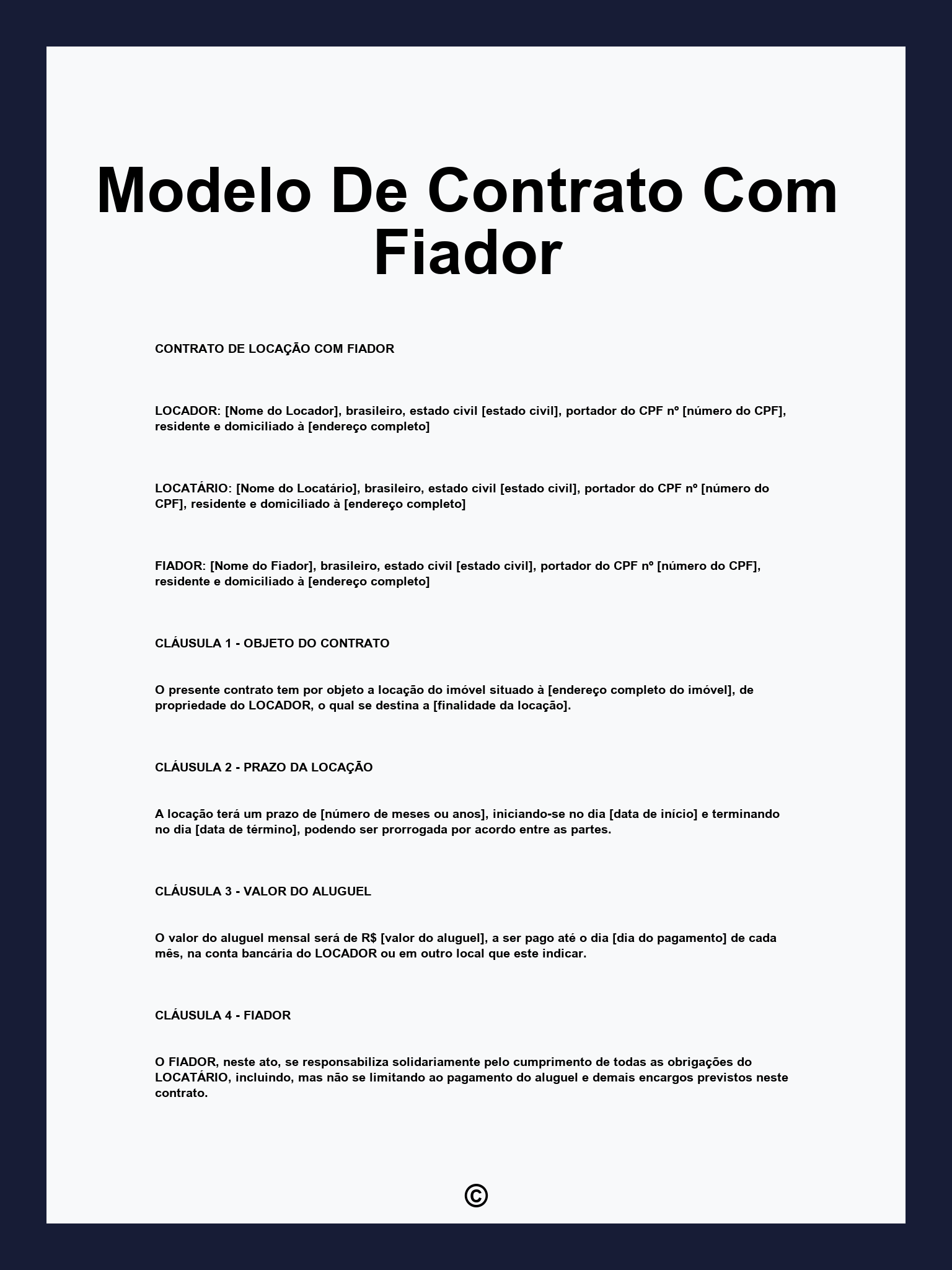 Modelo De Contrato Com Fiador