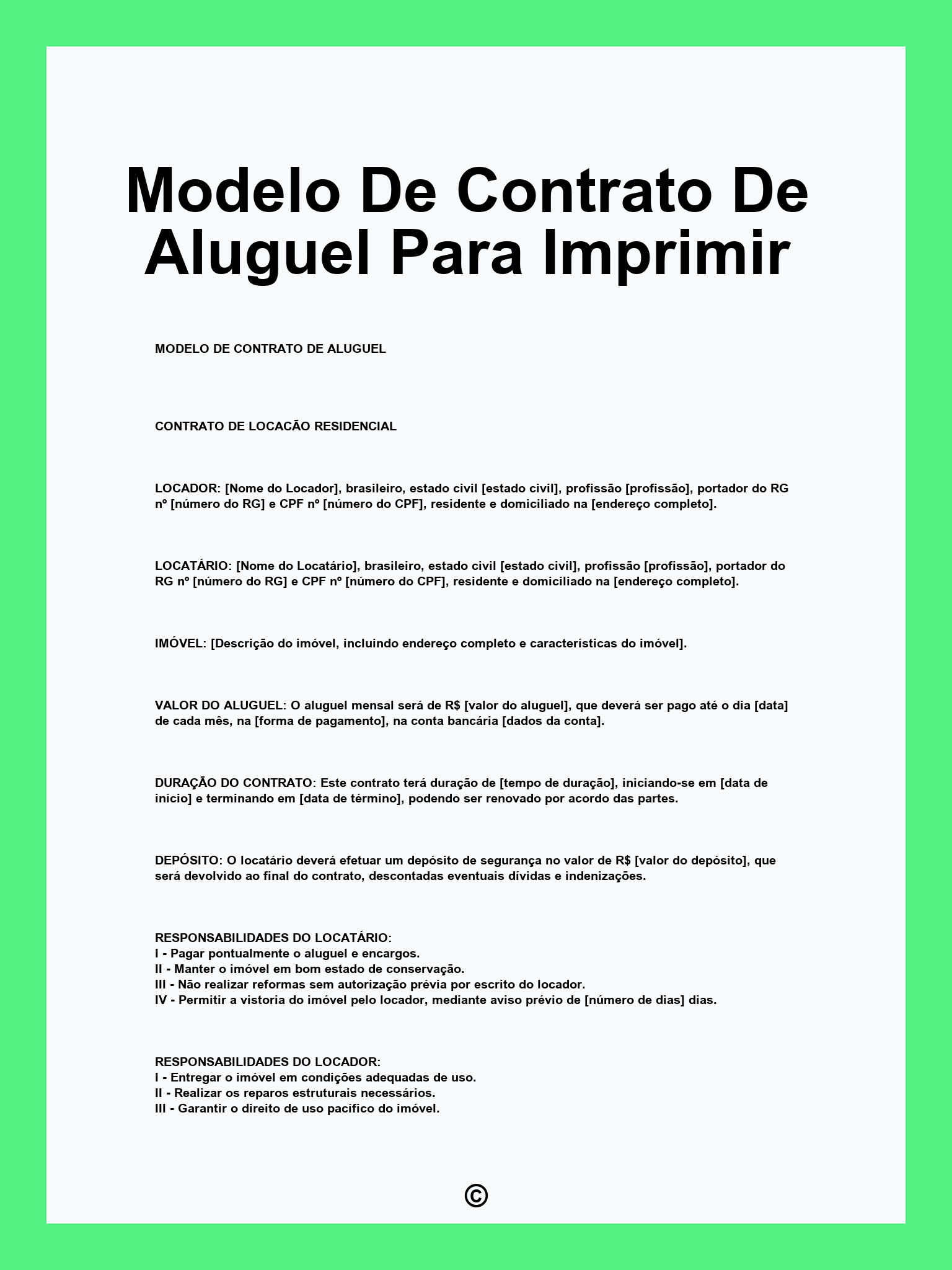 Modelo De Contrato De Aluguel Para Imprimir