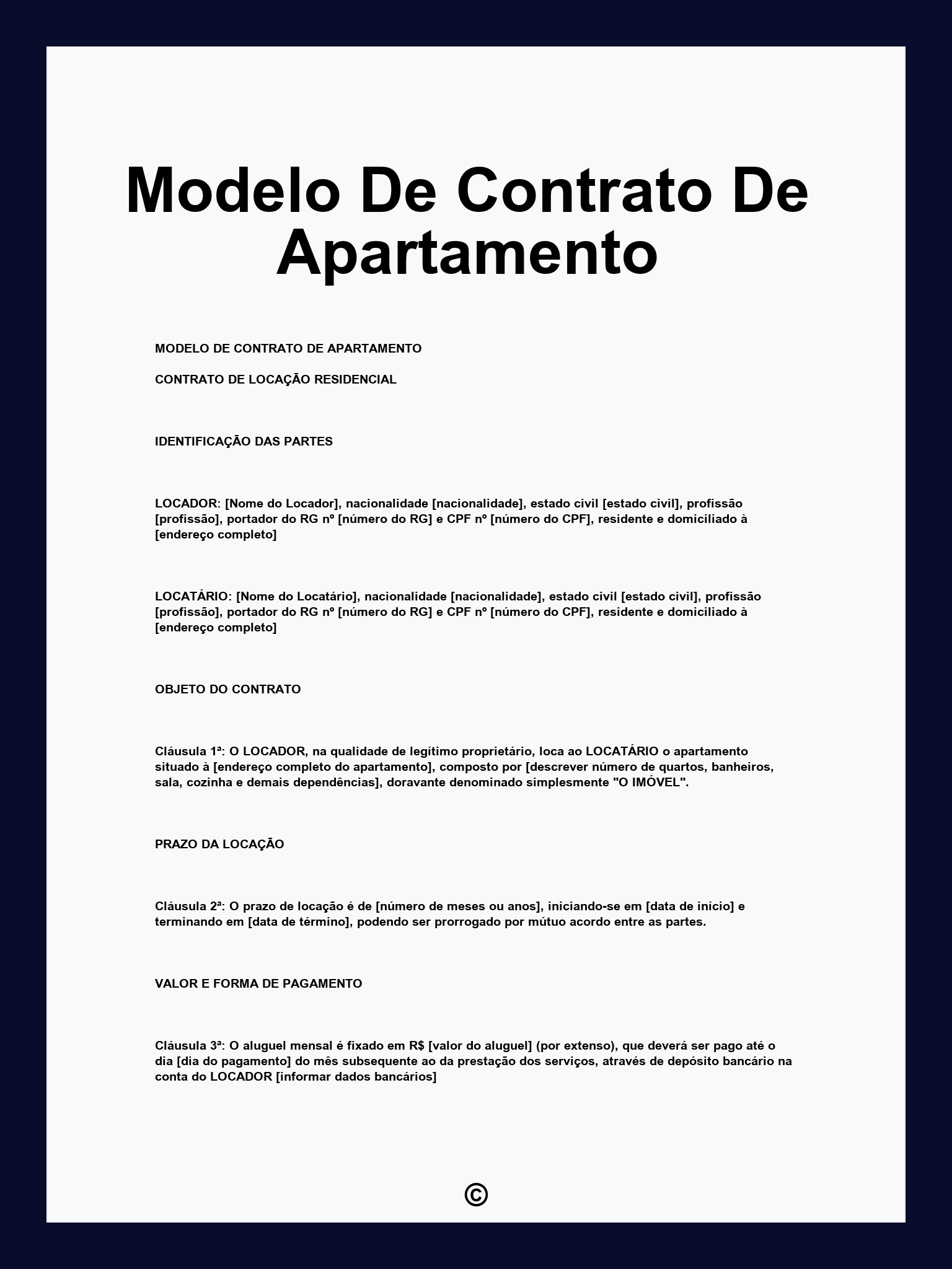 Modelo De Contrato De Apartamento