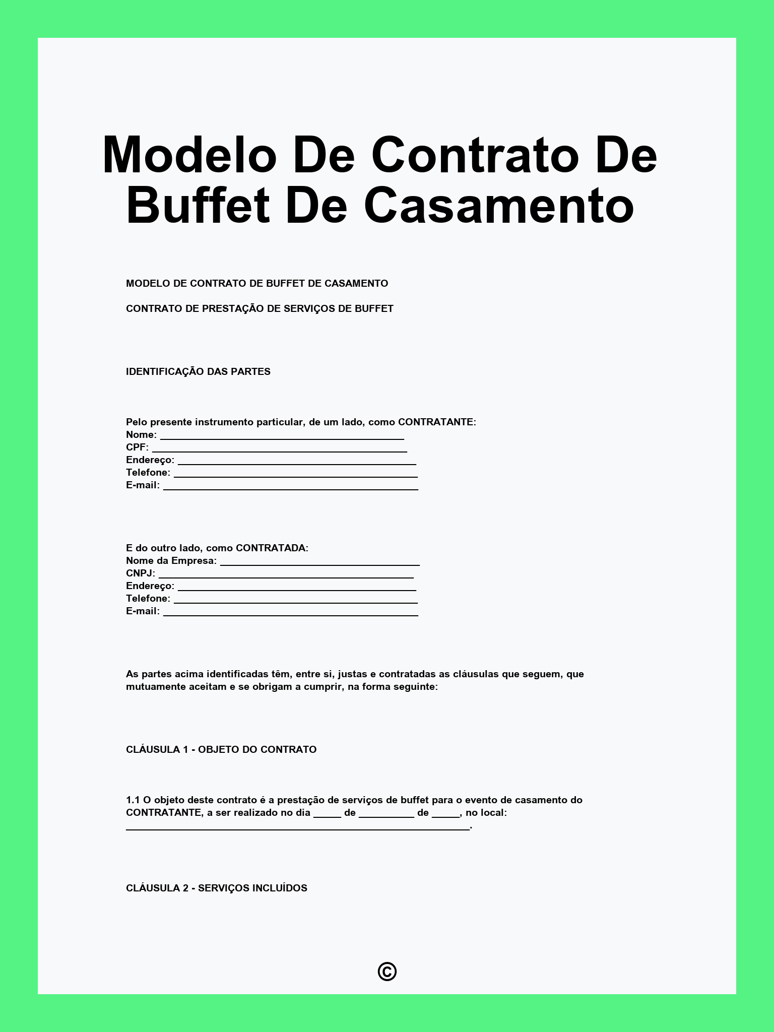 Modelo De Contrato De Buffet De Casamento
