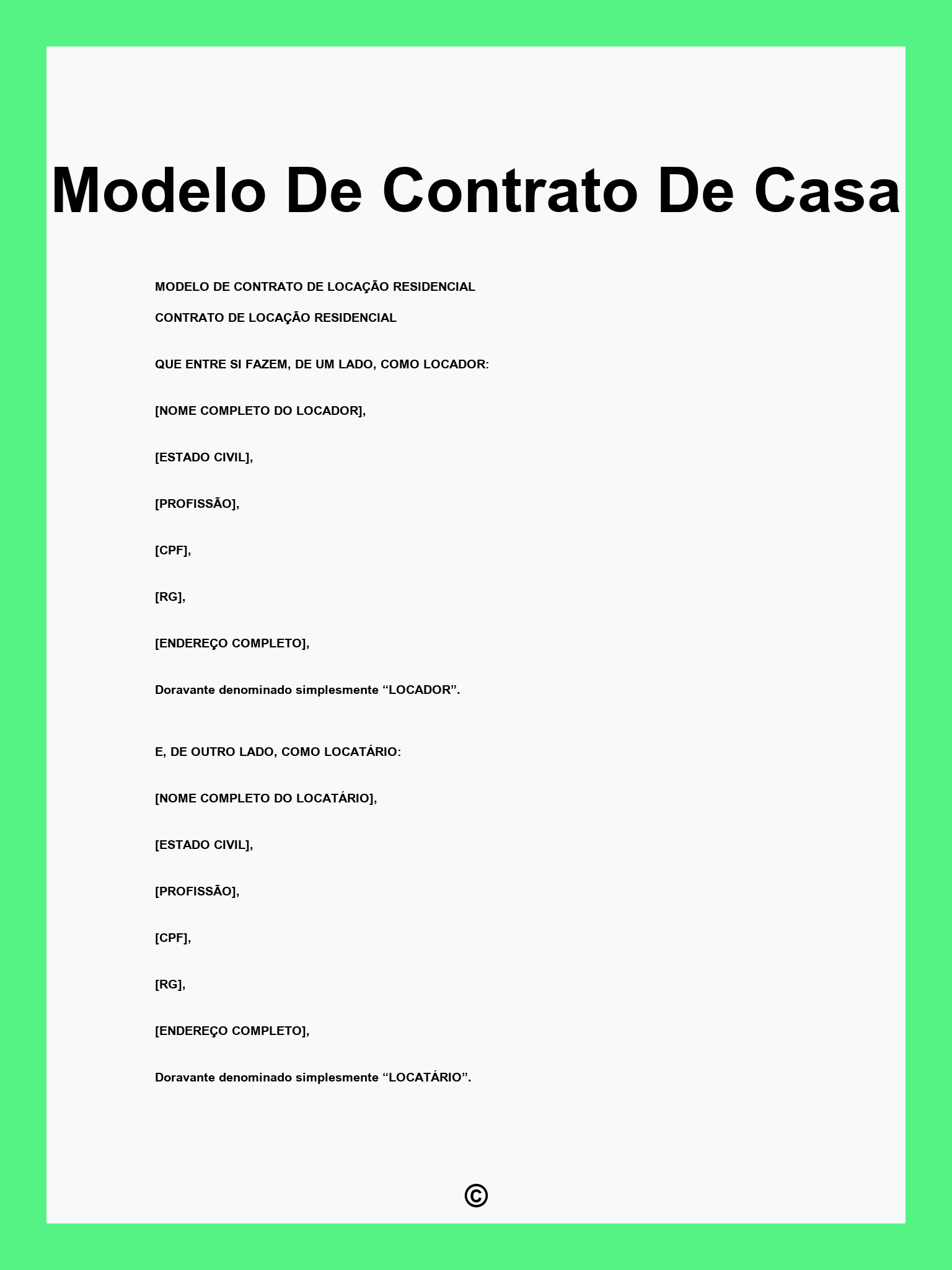 Modelo De Contrato De Casa