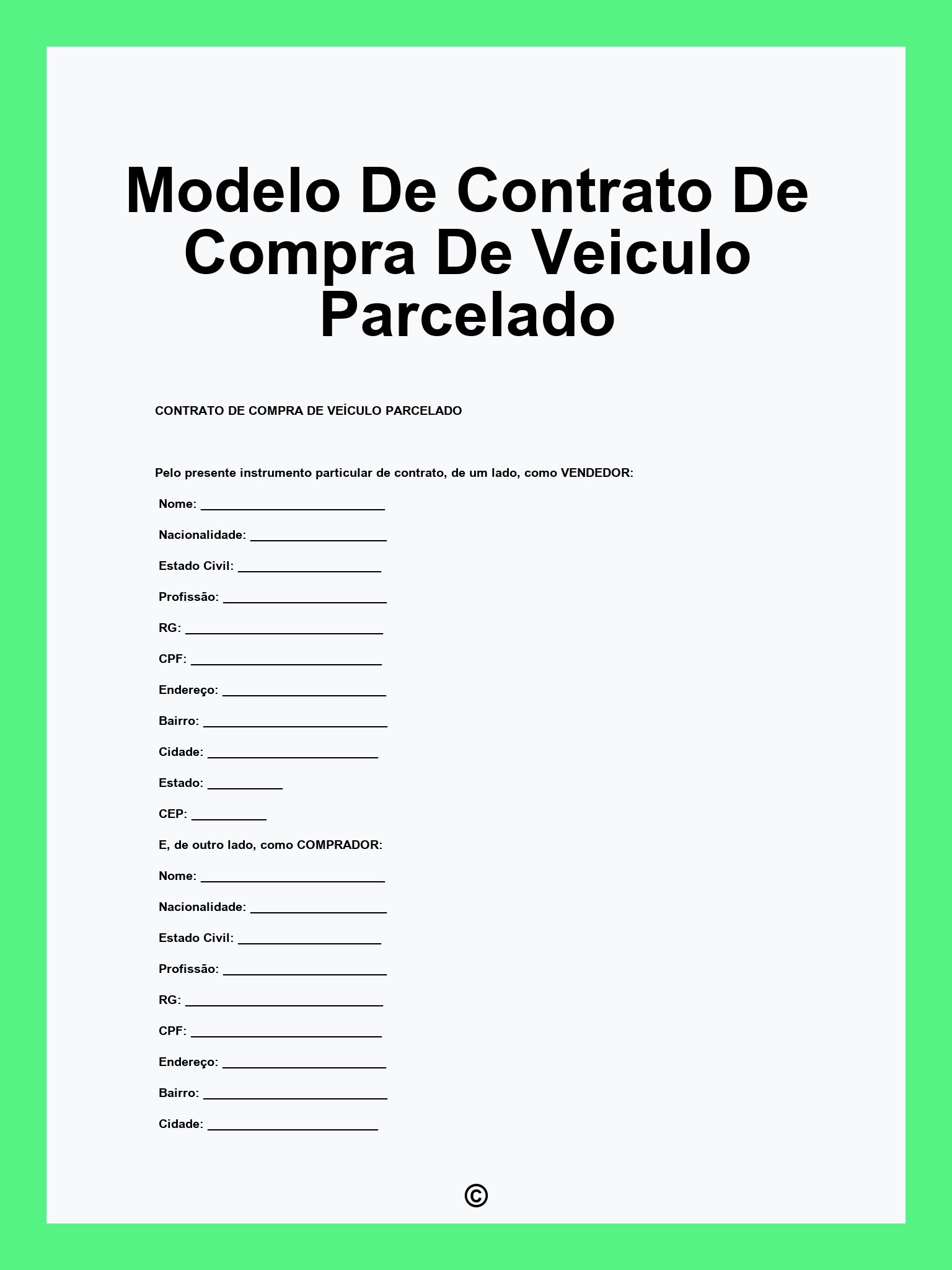 Modelo De Contrato De Compra De Veiculo Parcelado
