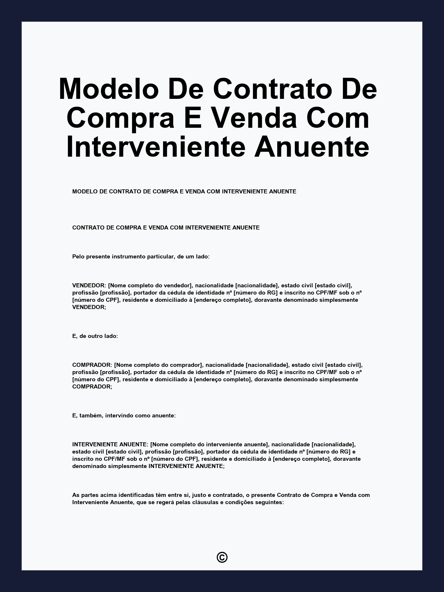 Modelo De Contrato De Compra E Venda Com Interveniente Anuente