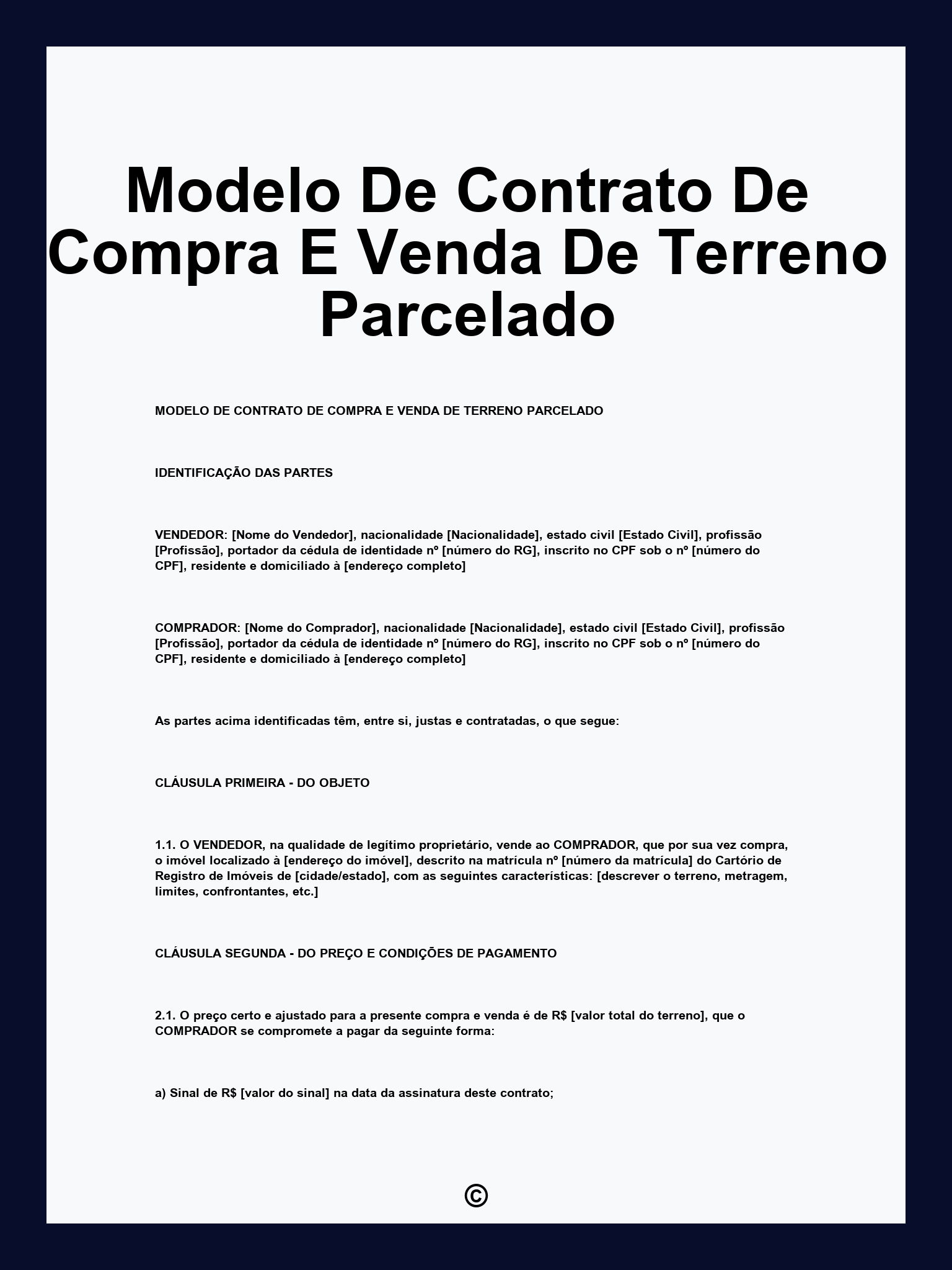 Modelo De Contrato De Compra E Venda De Terreno Parcelado