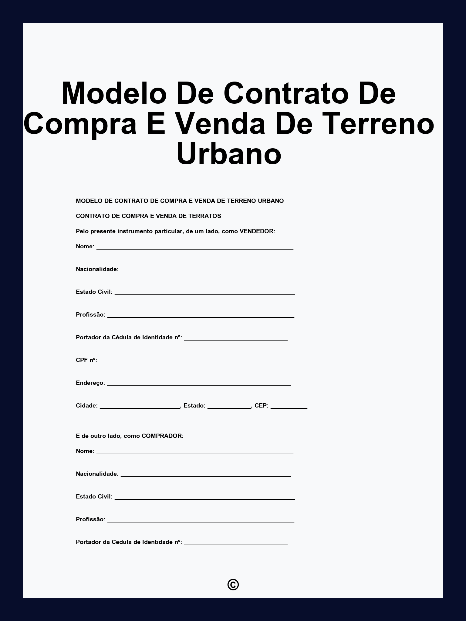 Modelo De Contrato De Compra E Venda De Terreno Urbano