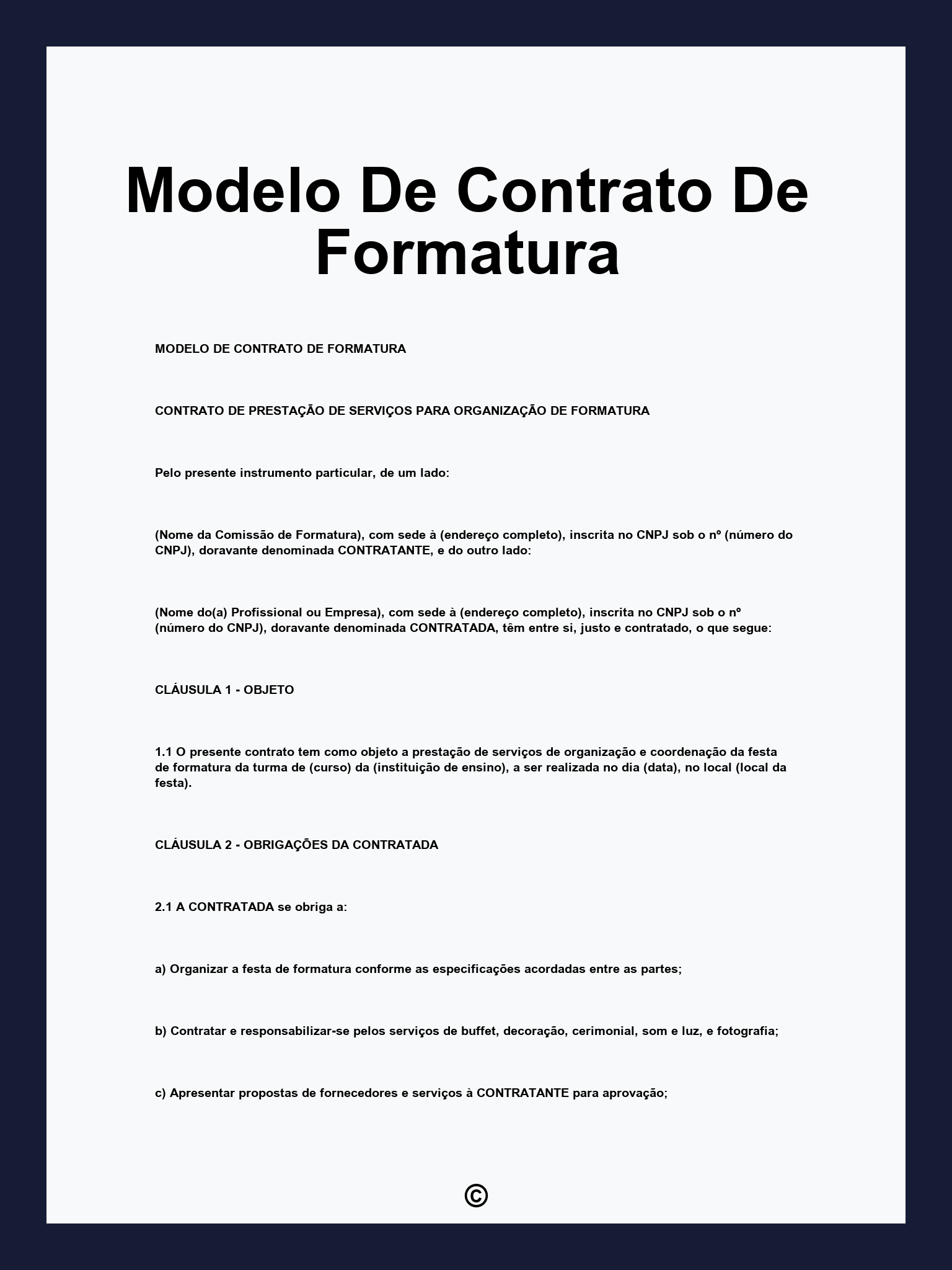 Modelo De Contrato De Formatura