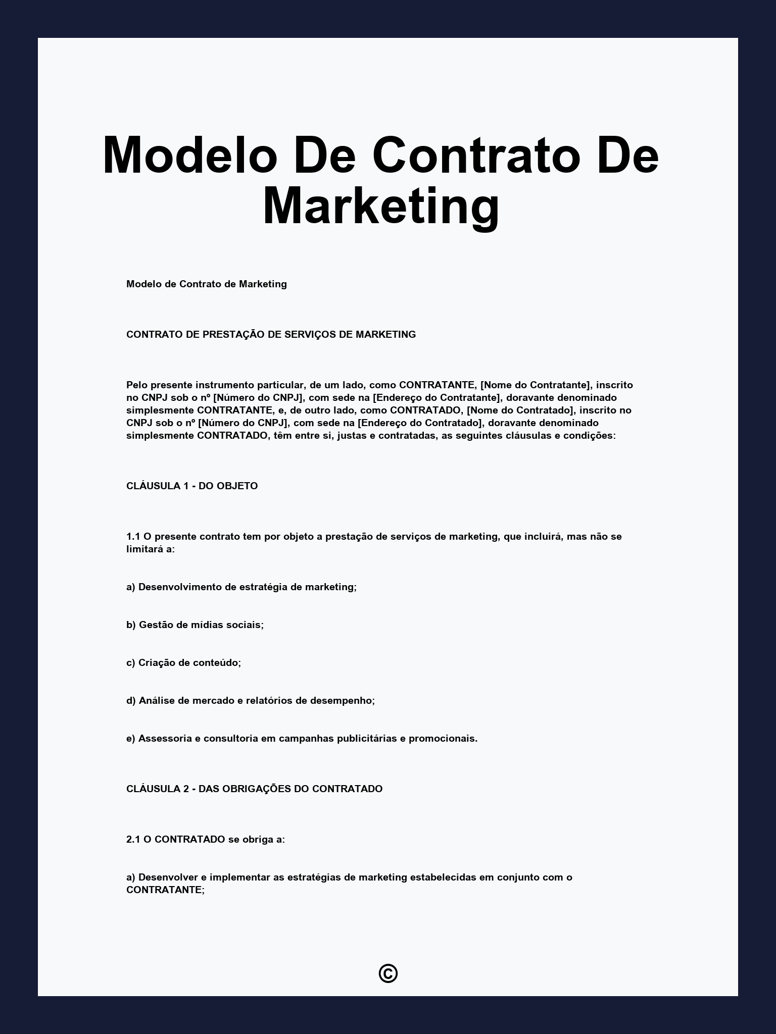 Modelo De Contrato De Marketing