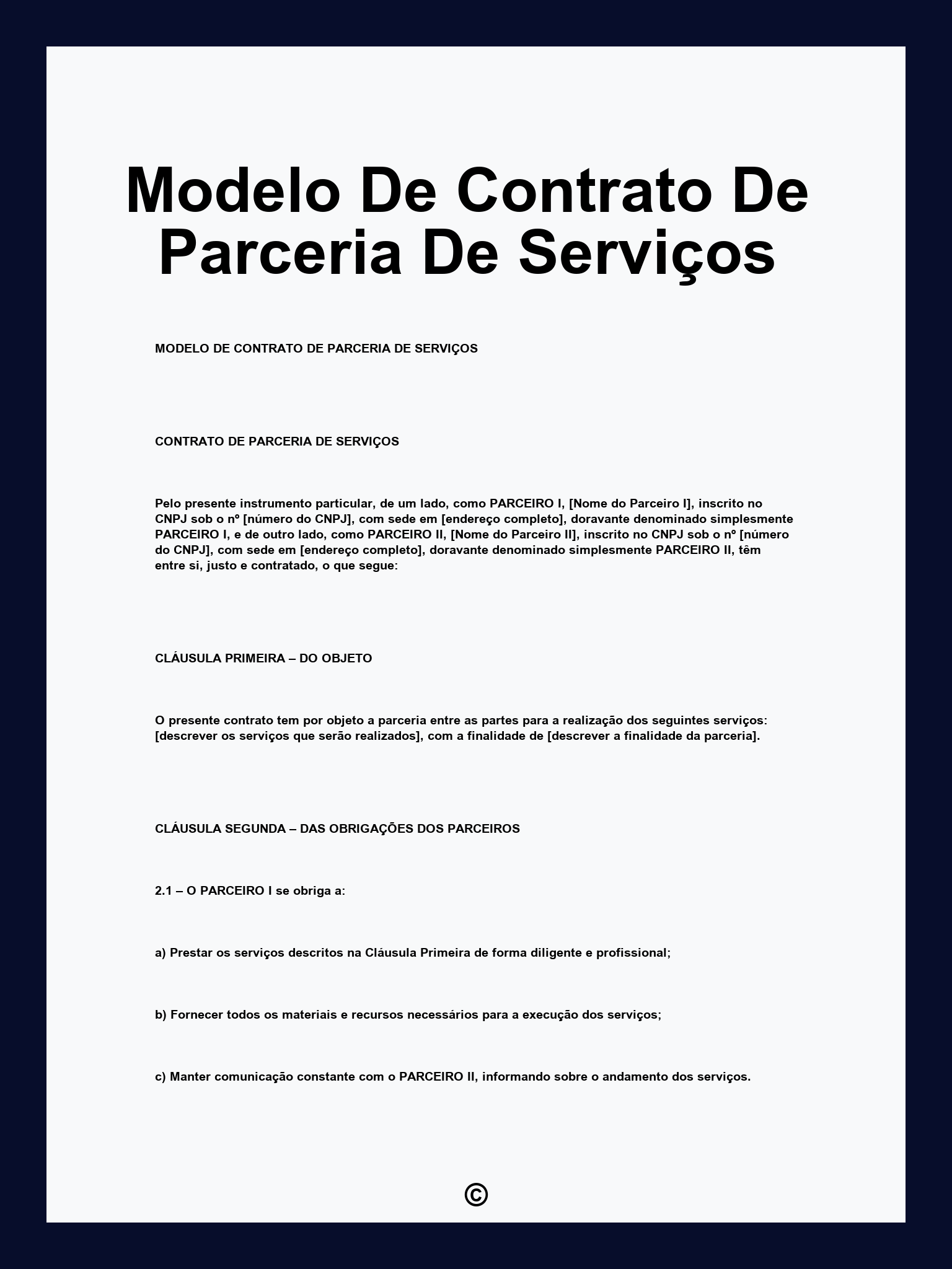 Modelo De Contrato De Parceria De Serviços