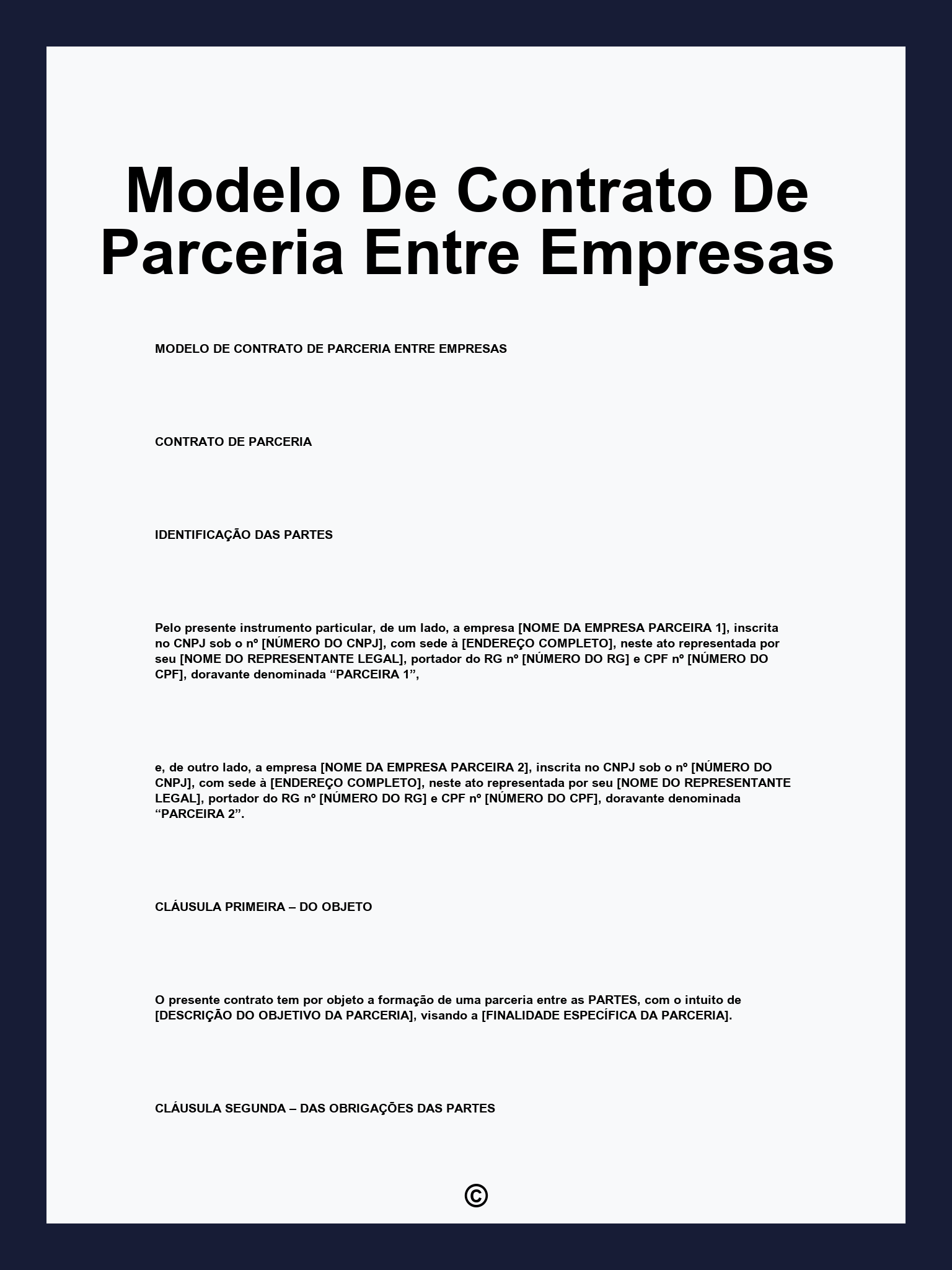 Modelo De Contrato De Parceria Entre Empresas