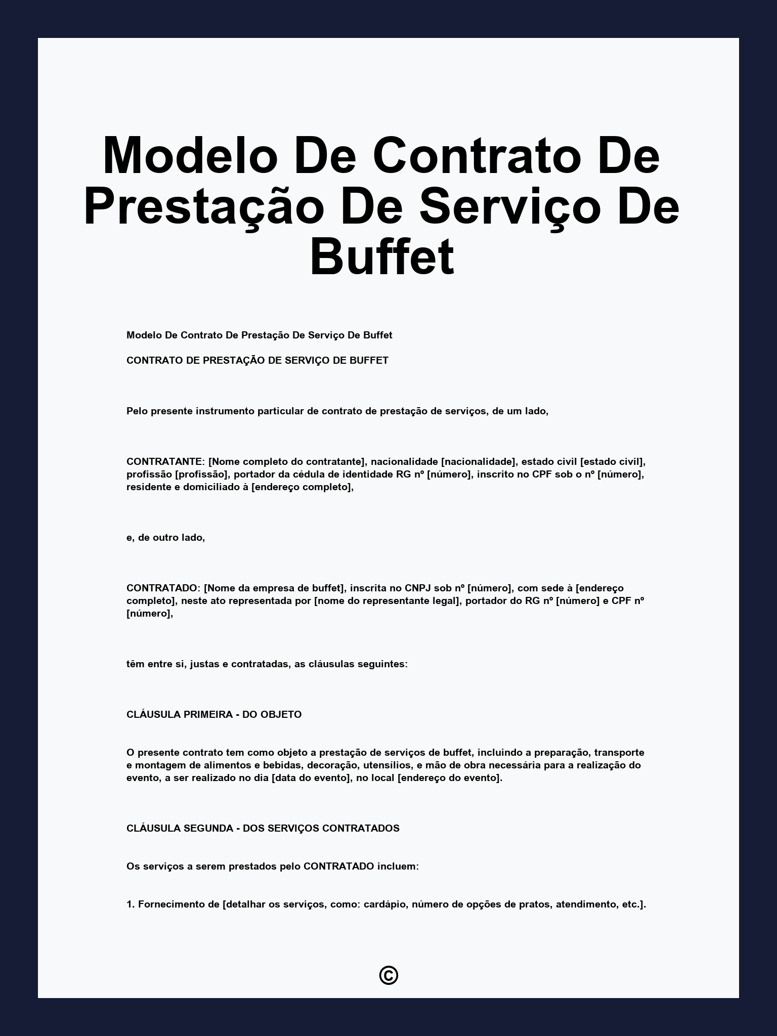 Modelo De Contrato De Prestação De Serviço De Buffet