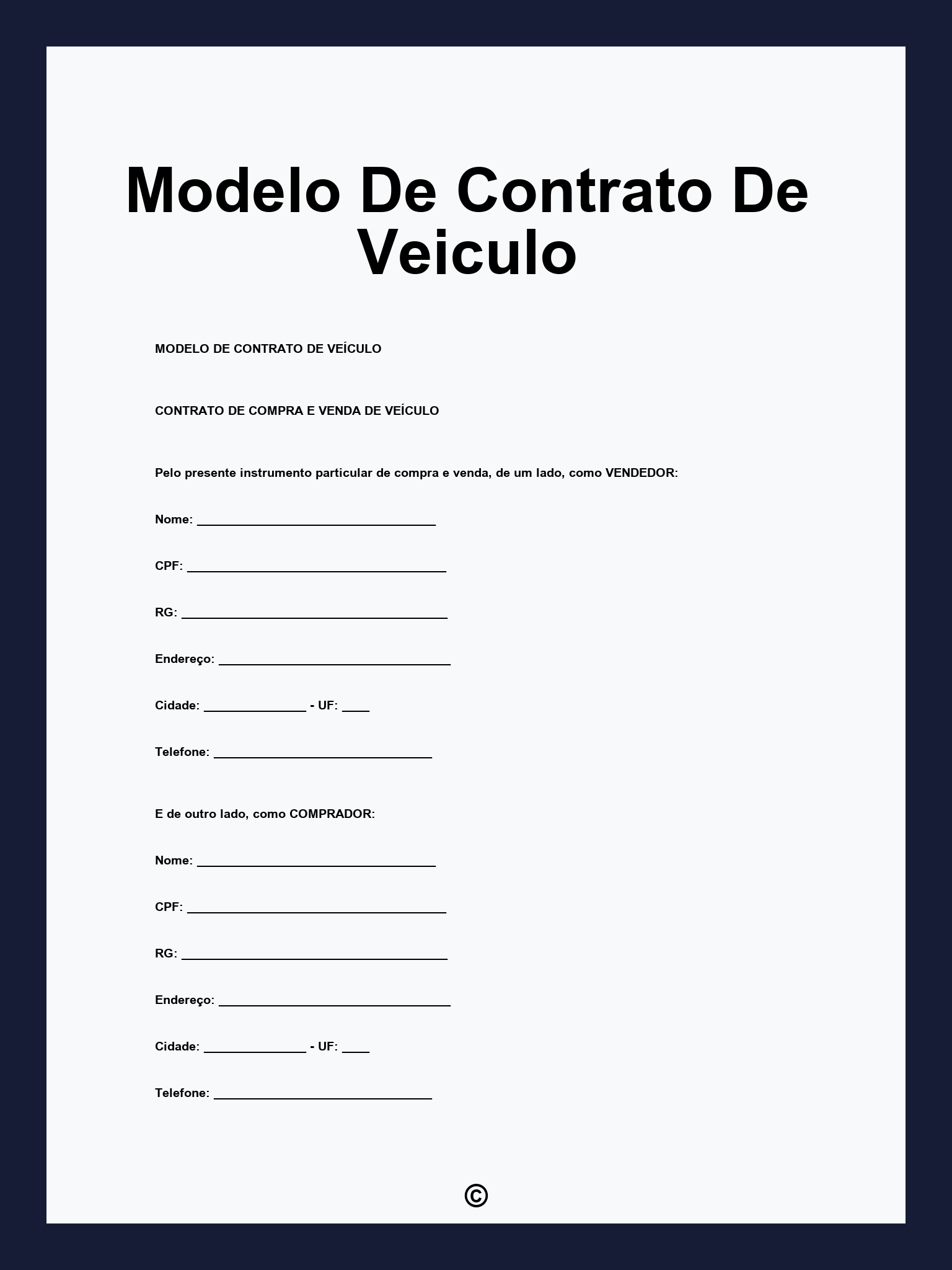 Modelo De Contrato De Veiculo