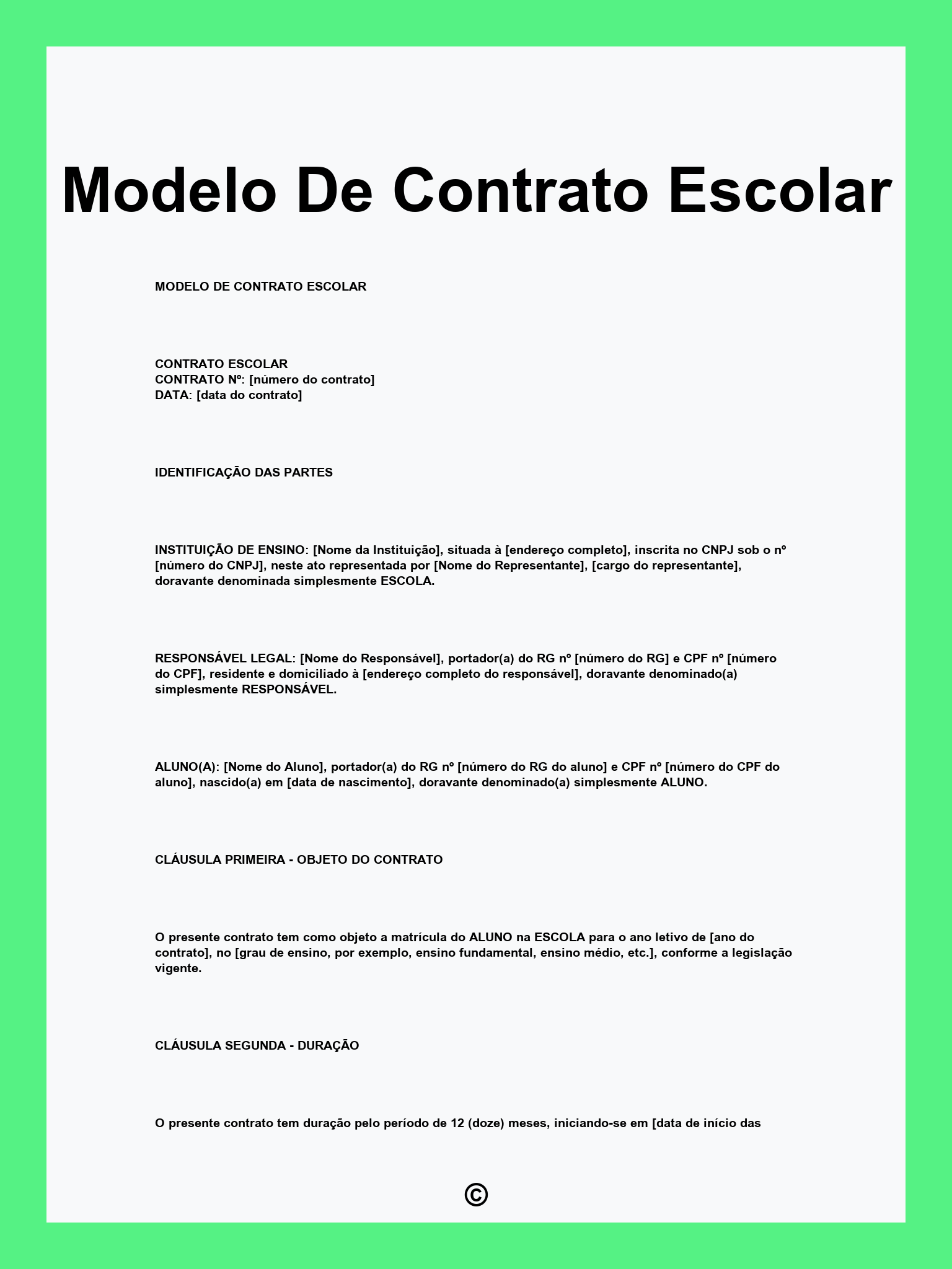 Modelo De Contrato Escolar