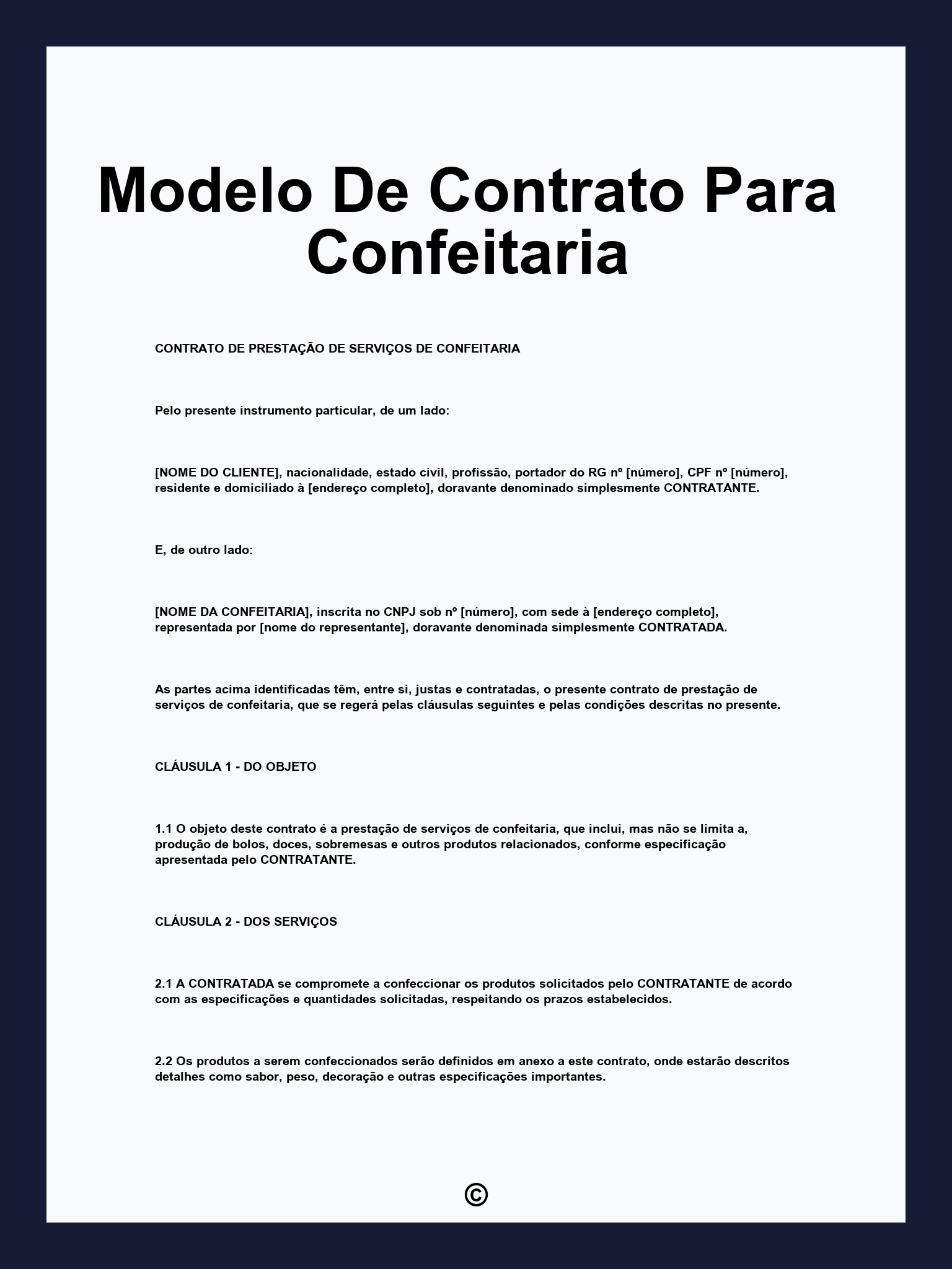 Modelo De Contrato Para Confeitaria