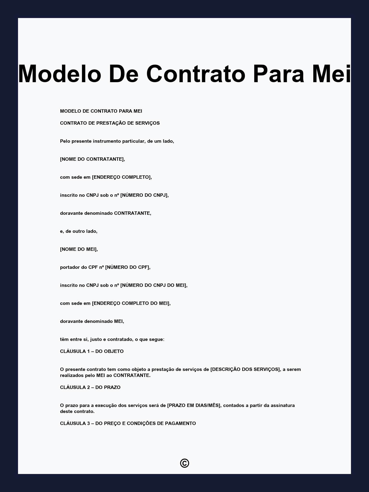 Modelo De Contrato Para Mei