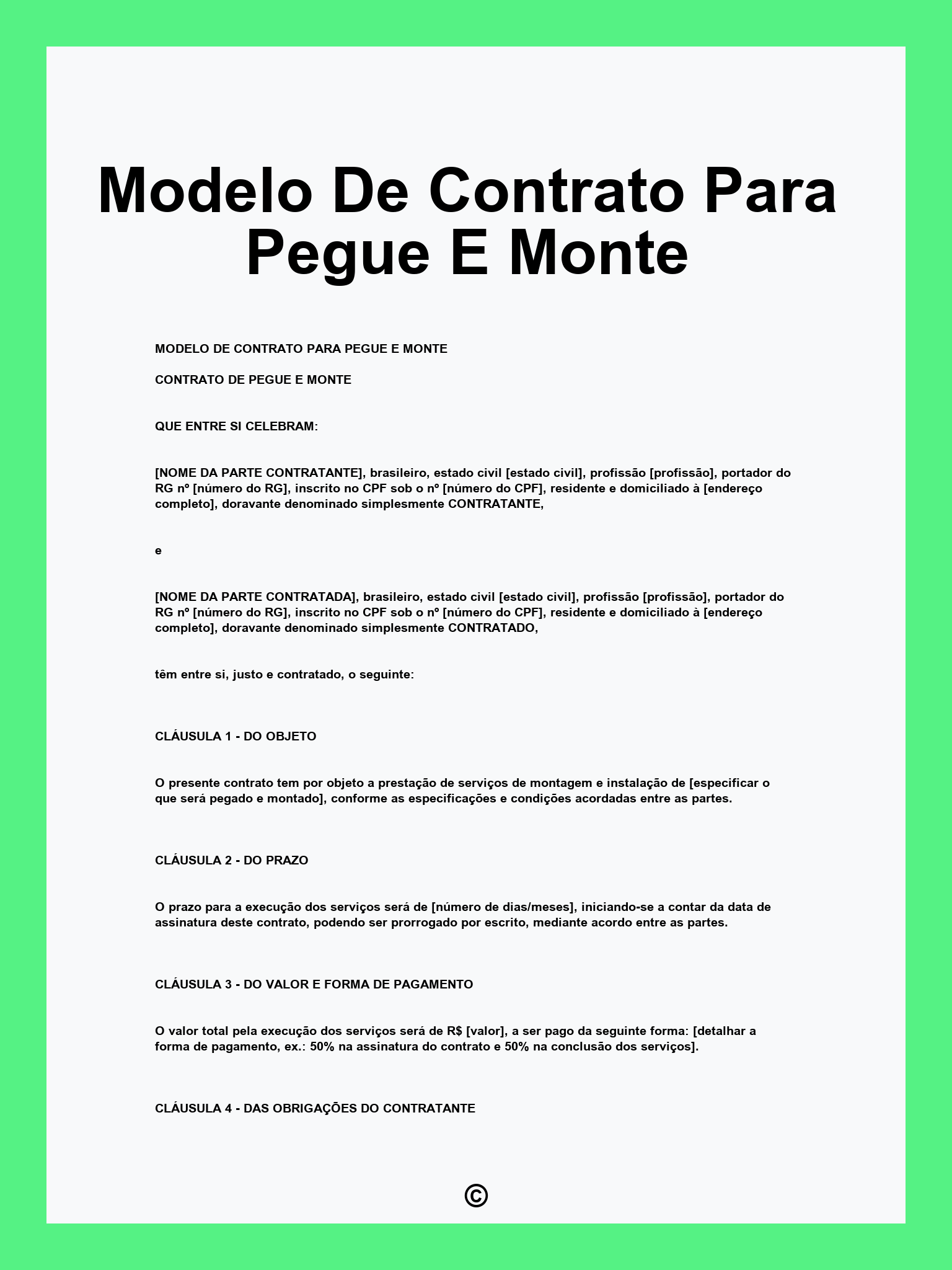 Modelo De Contrato Para Pegue E Monte